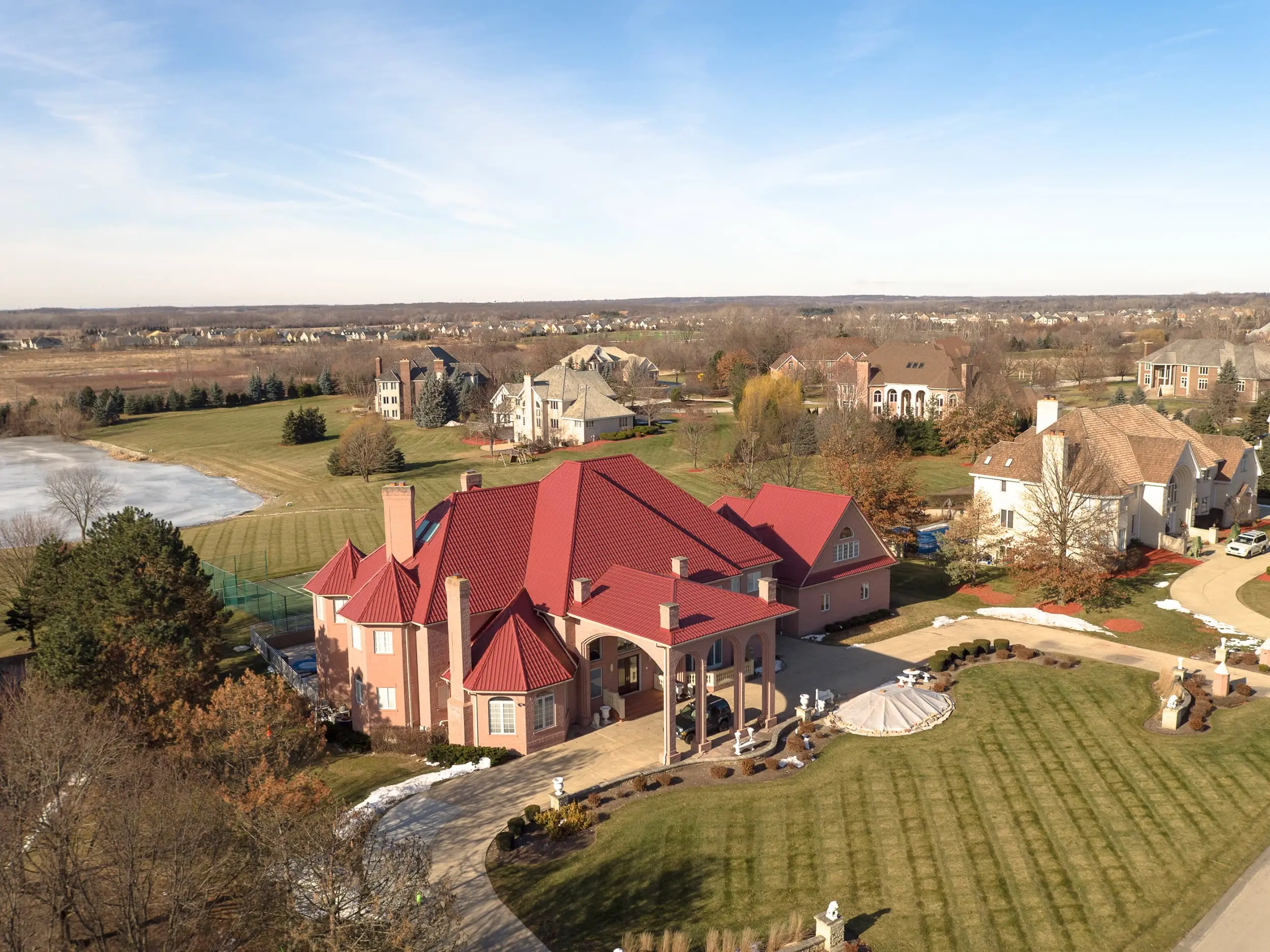 South Barrington, Il 60010 Interlock Metal Roofing Tile Red Aluminum Roof Tiles Side