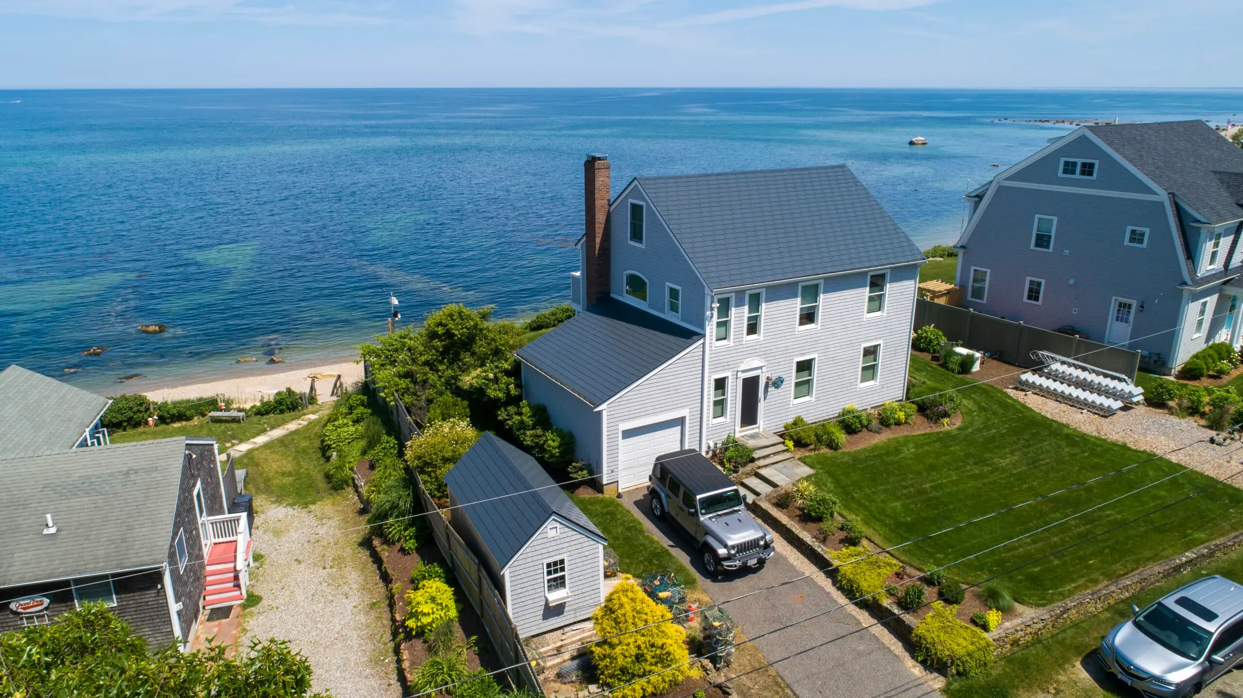 Mane18014 Plymouth Ma 02360 Interlock Metal Roofing Deep Charcoal Slate Roof Atlantic Ocean House