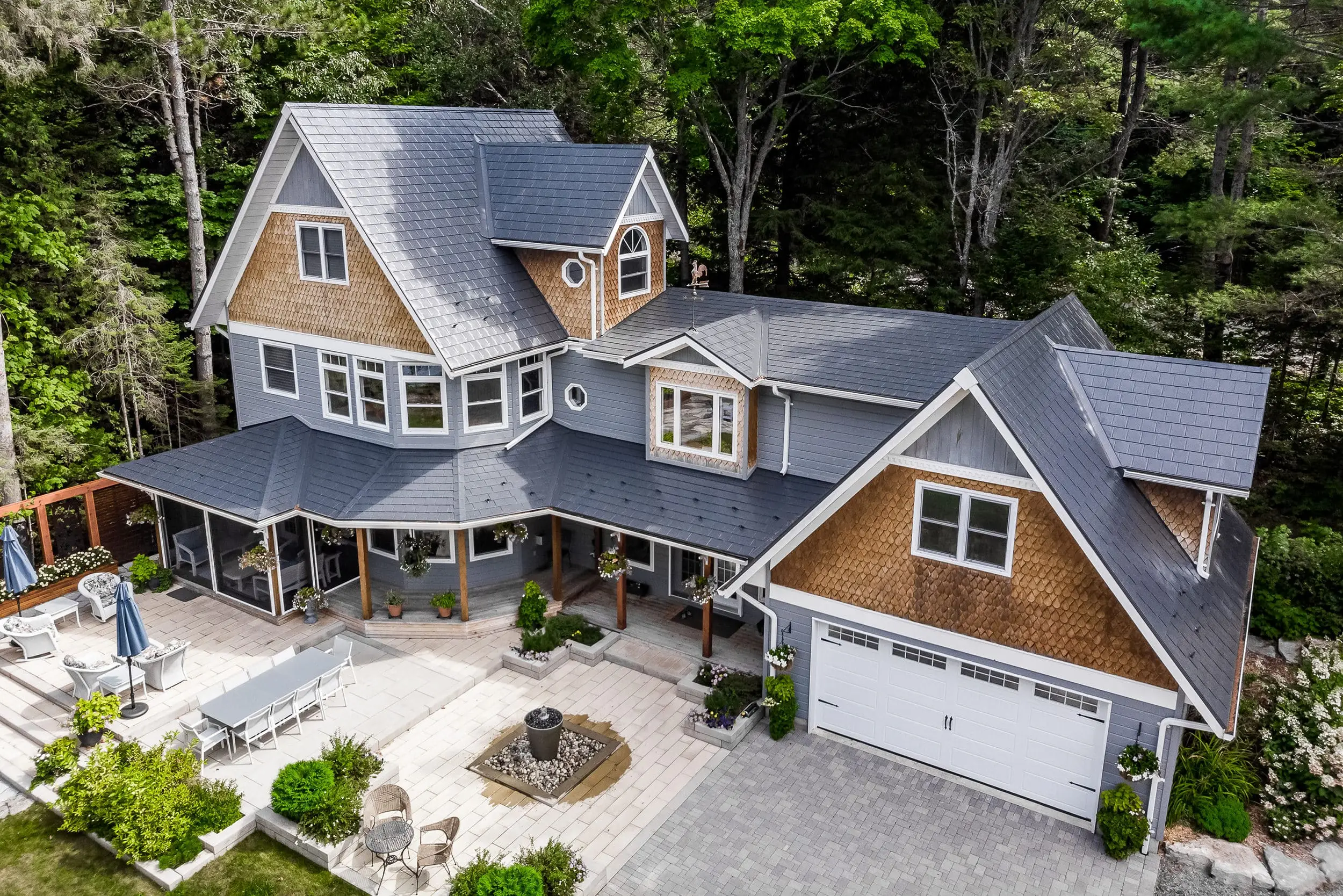 Onms17144 Algonquin Highlands On K0M1J2 Interlock Metal Roofing Deep Charcoal Aluminum Slate Roof Aerial House