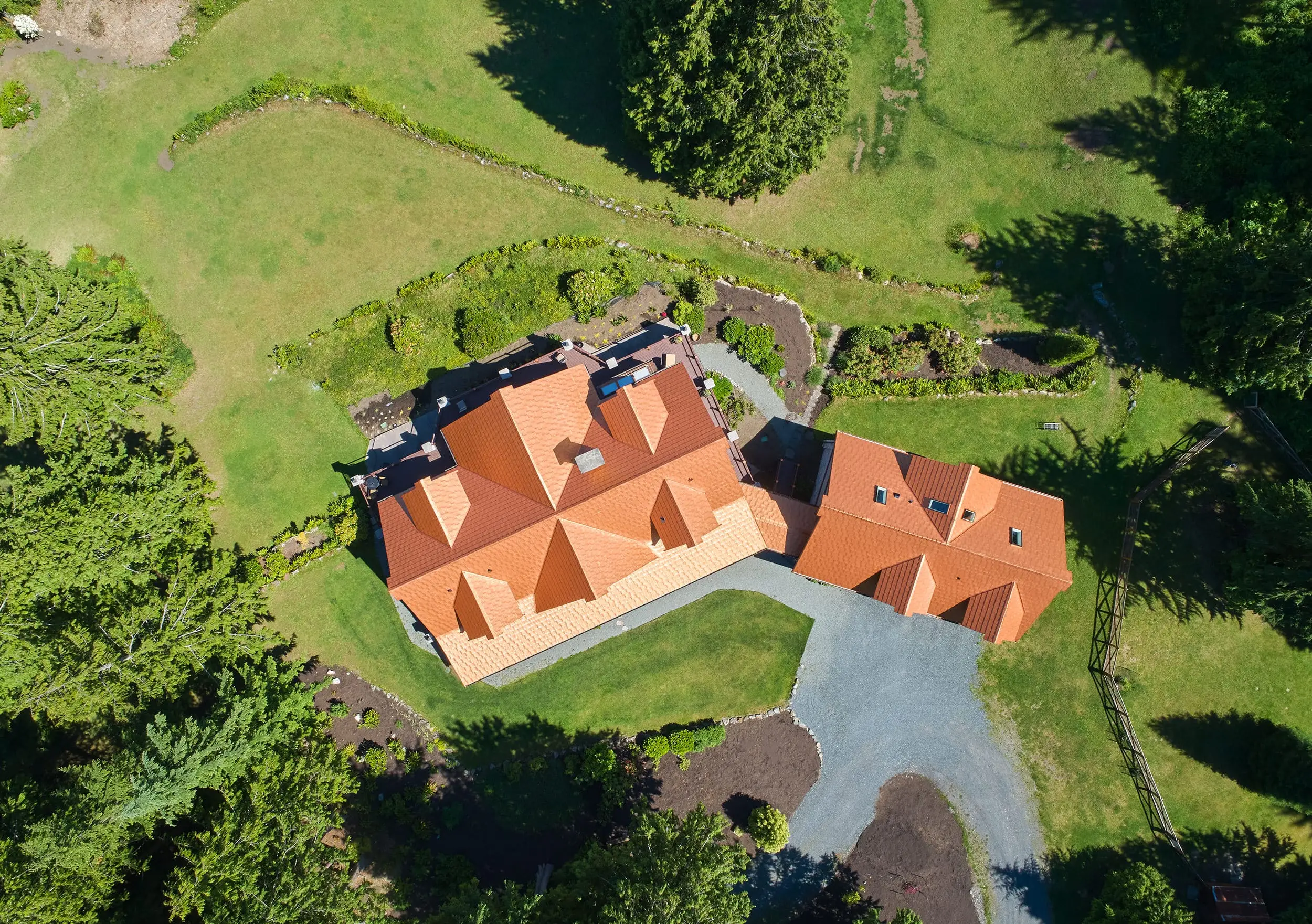 Bellingham, Wa 98229 Interlock Metal Roofing Copper Penny Aluminum Shake Roof Aerial