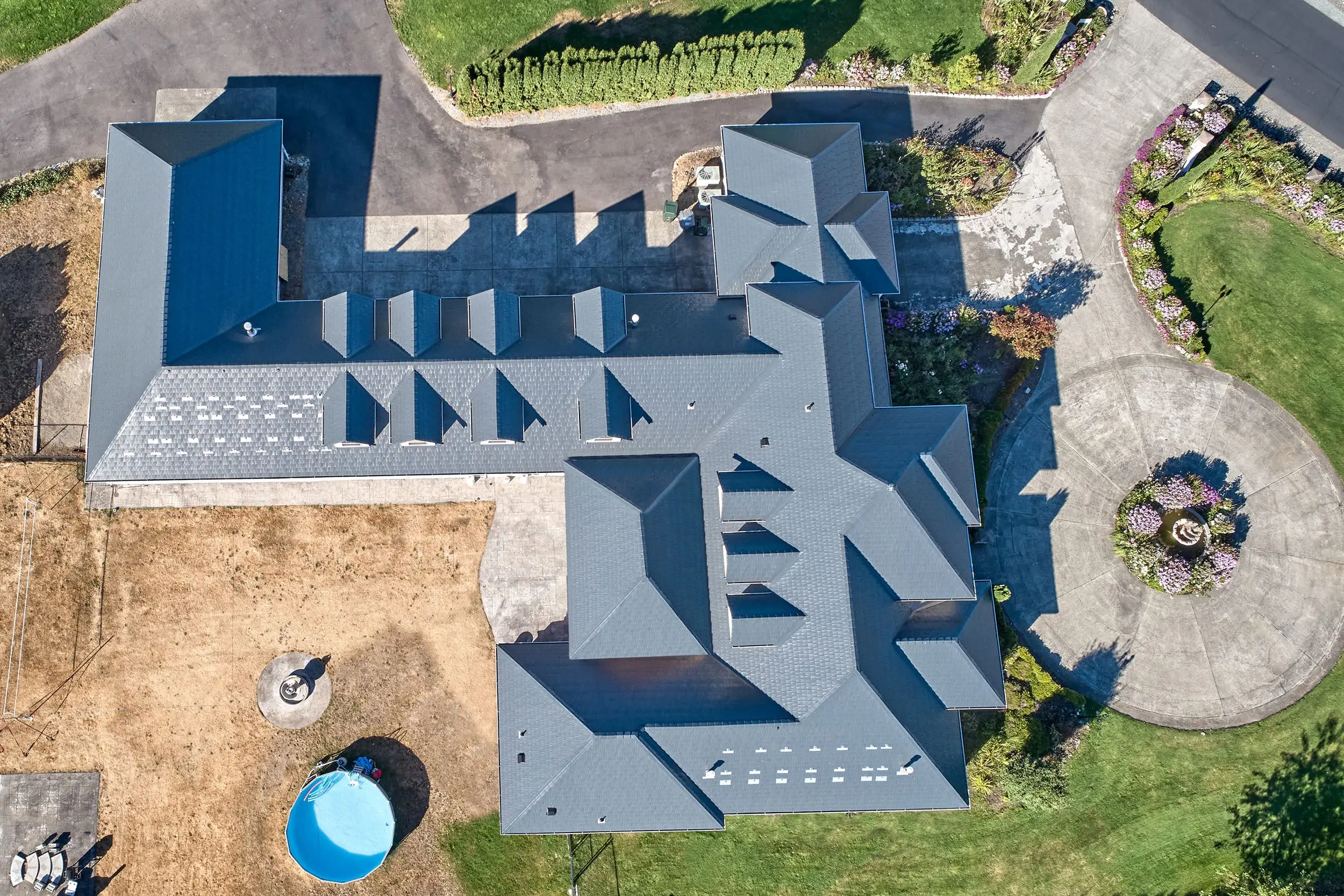 Spanaway, Wa 98387 Interlock Metal Roofing Deep Charcoal Aluminum Cedar Shingle Roof Aerial