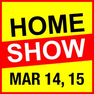 Worcester Spring Home Show 2026 logo featuring bold text "HOME SHOW" and dates "MAR 14, 15" on a bright yellow and red background, representing the event at the DCU Center in Worcester, Massachusetts.